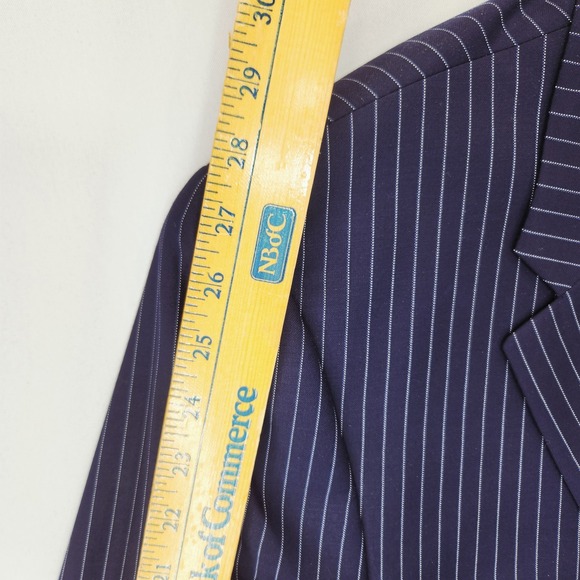 Lauren Ralph Lauren Blazer Mens 42L Wool Windowpane Two Button Chalk Stripe Coat - Picture 9 of 13